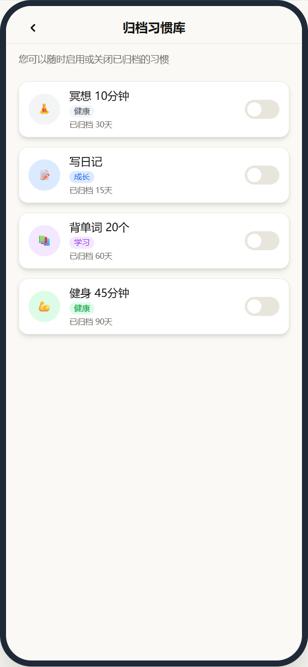 主题与提醒-归档习惯库